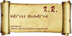 Kürti Richárd névjegykártya